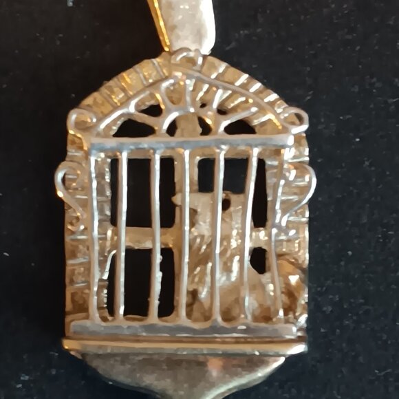 Rare Genuine Sterling Silver Pendant Bird In Cage Hallmarked Solid 925 Handmade - Picture 4 of 6